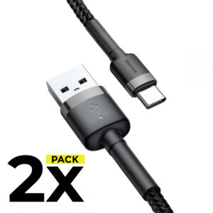 2X USB - C KABEL  BASEUS CAFULE TYPE-C CABLE 100CM GREY/BLACK