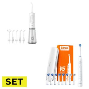 SET MLAZNICA ZA VODU S SETOM MLAZNICA Bitvae C2 (BIJELA) + ROTACIJSKA ČETKICA ZA ZUBE S SETOM NASTAVKA I PUTNOM TORBOM BITVAE R2 (BIJELA)